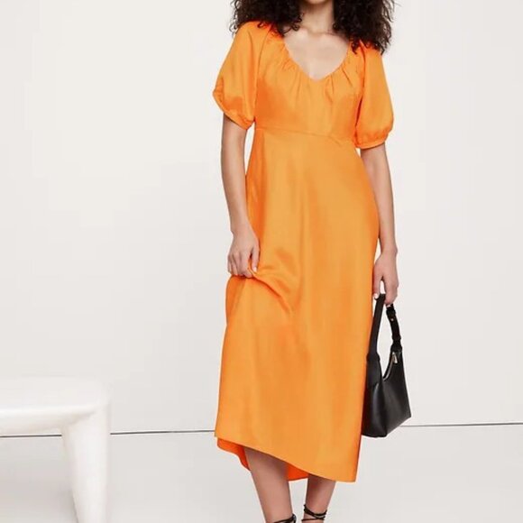 New With Tags Banana Republic Maxi Dress Size 14 Clementine Orange - Picture 1 of 4
